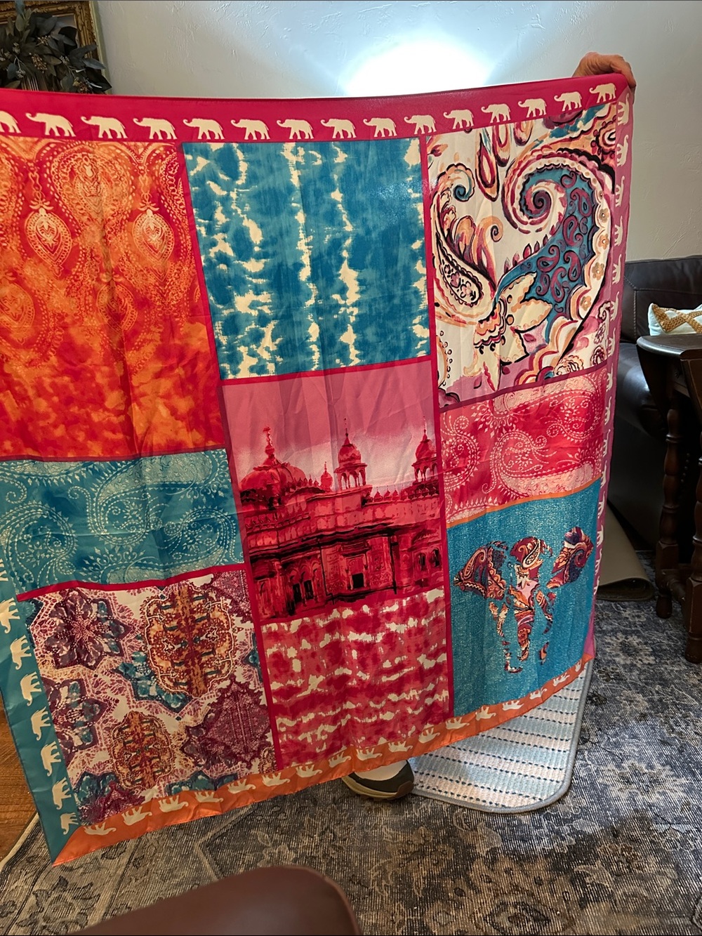 Chico's Pink and Teal Scarf
